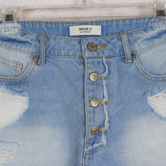 Forever 21 Denim Jean Button-Fly Cut-Off Shorts - Picture 4 of 8
